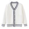 Parent-child Outfit Contrast Color Pockets Medium and Large Children's Knitted Cardigan College School Uniform Girls Sweater Jacket