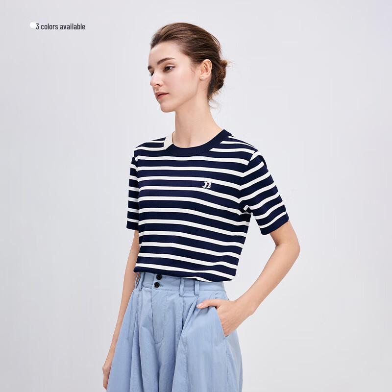 Navigare Women's Casual Striped Knit Short-Sleeve T-Shirt