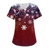Women's Christmas Print Loose V-Neck Pocket Short-Sleeved Uniform