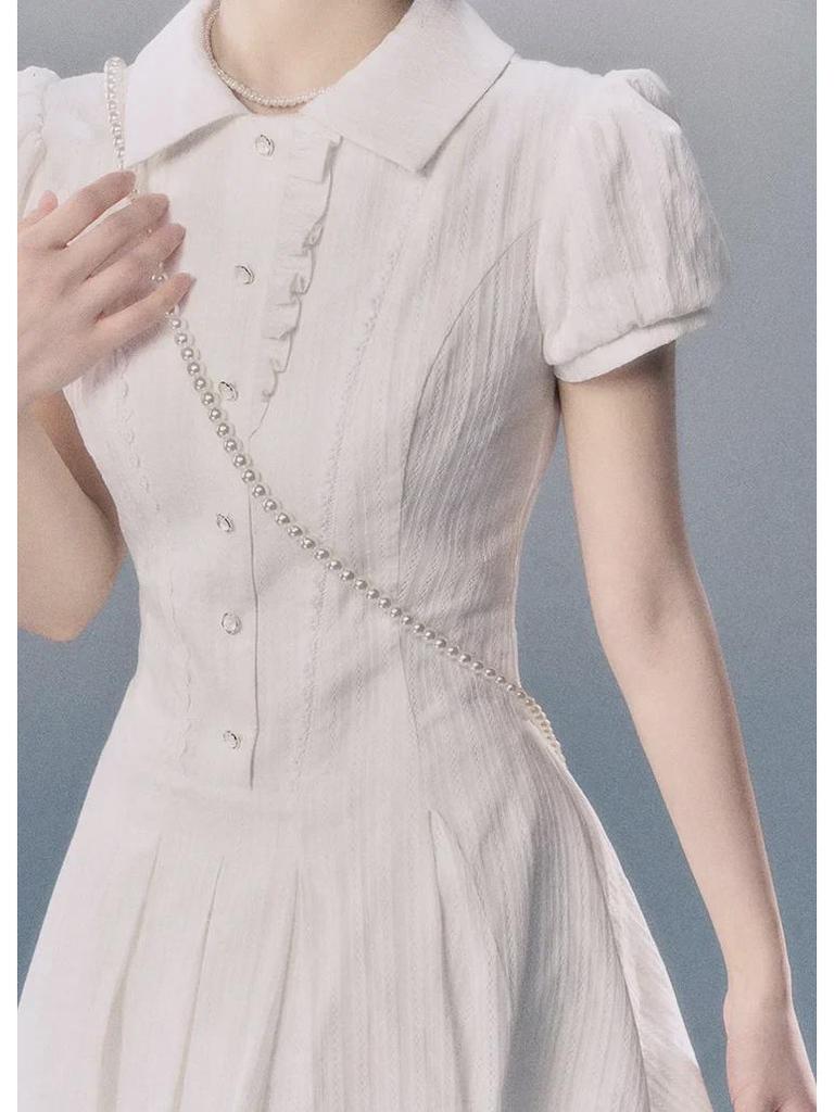 2024 Neues Puppenkragenkleid: Altersreduzierender A-Linien-Rock mit kurz- oder langärmligem Hemd