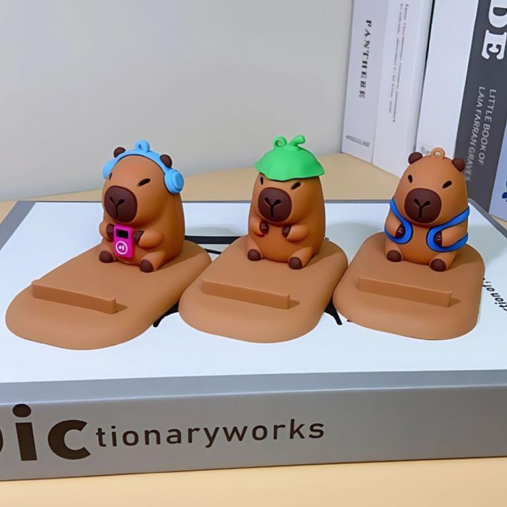 PVC Doll Capybara Phone Holder Figure Model Capybara Cell Phone Bracket Small Gifts