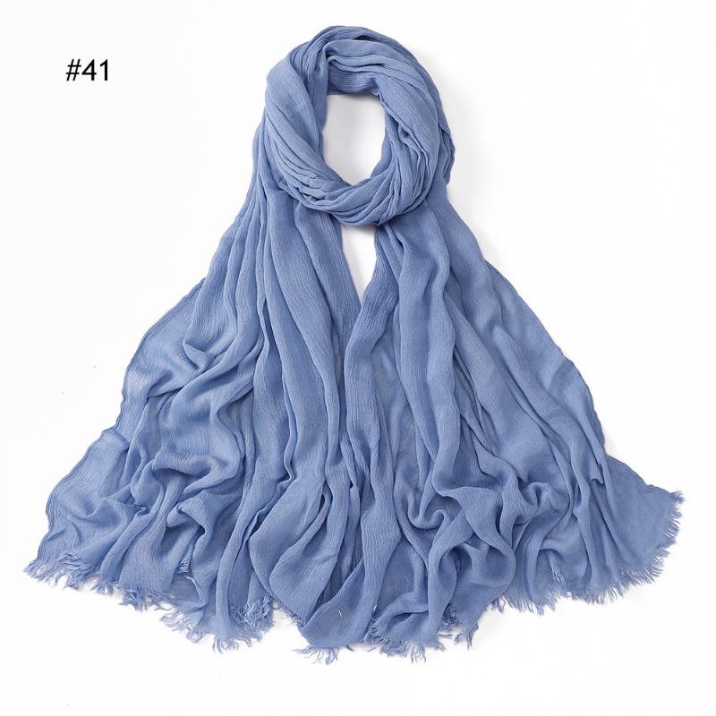 % Rayon Pleated Solid Color Human Cotton Two-end Beard Bag Headscarf Female, New Breathable Soft Scarf