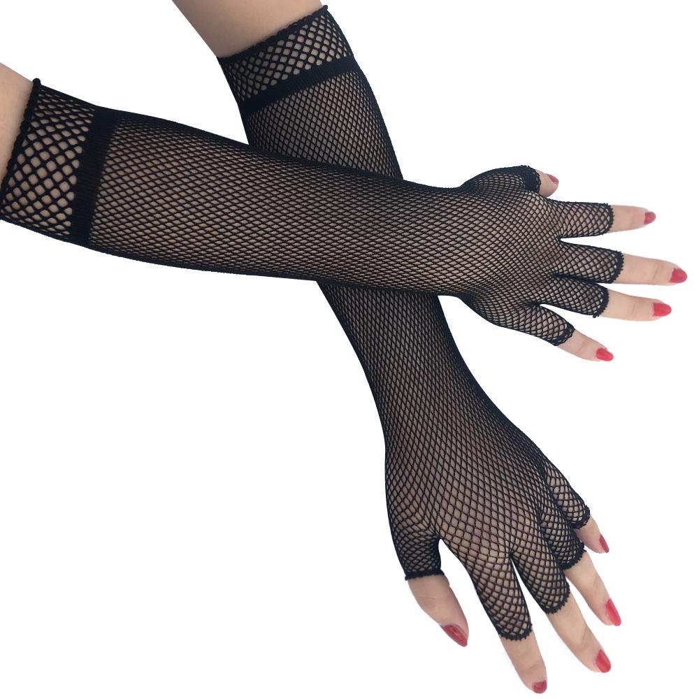 Half Finger Fishnet Gloves Long European and American Fashion Sexy Clothing Accessories Stage Performance Bridal Gloves