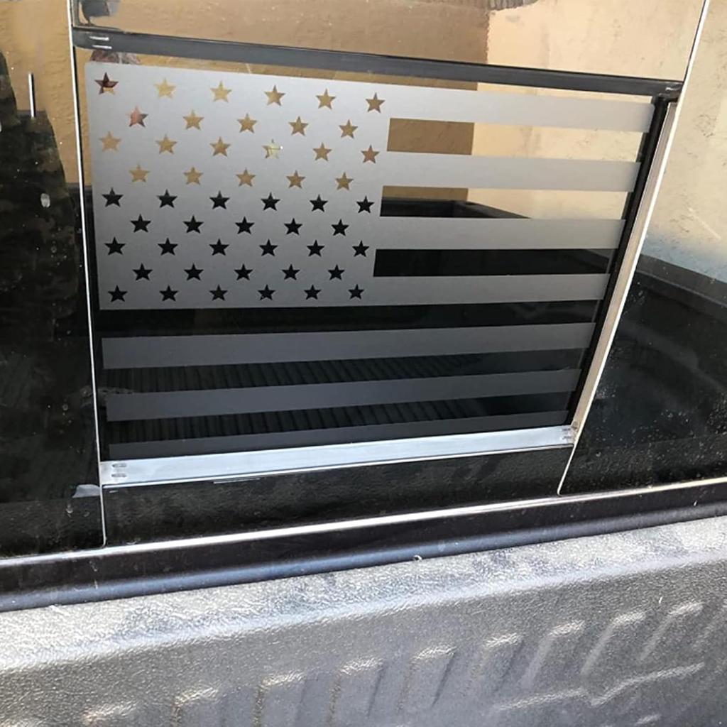 Rear Middle Window American Flag Decal For      2024 Dodge RAM 1500 2500 3500 Accessories, Back Center Sliding Window Glass USA Flag Vinyl