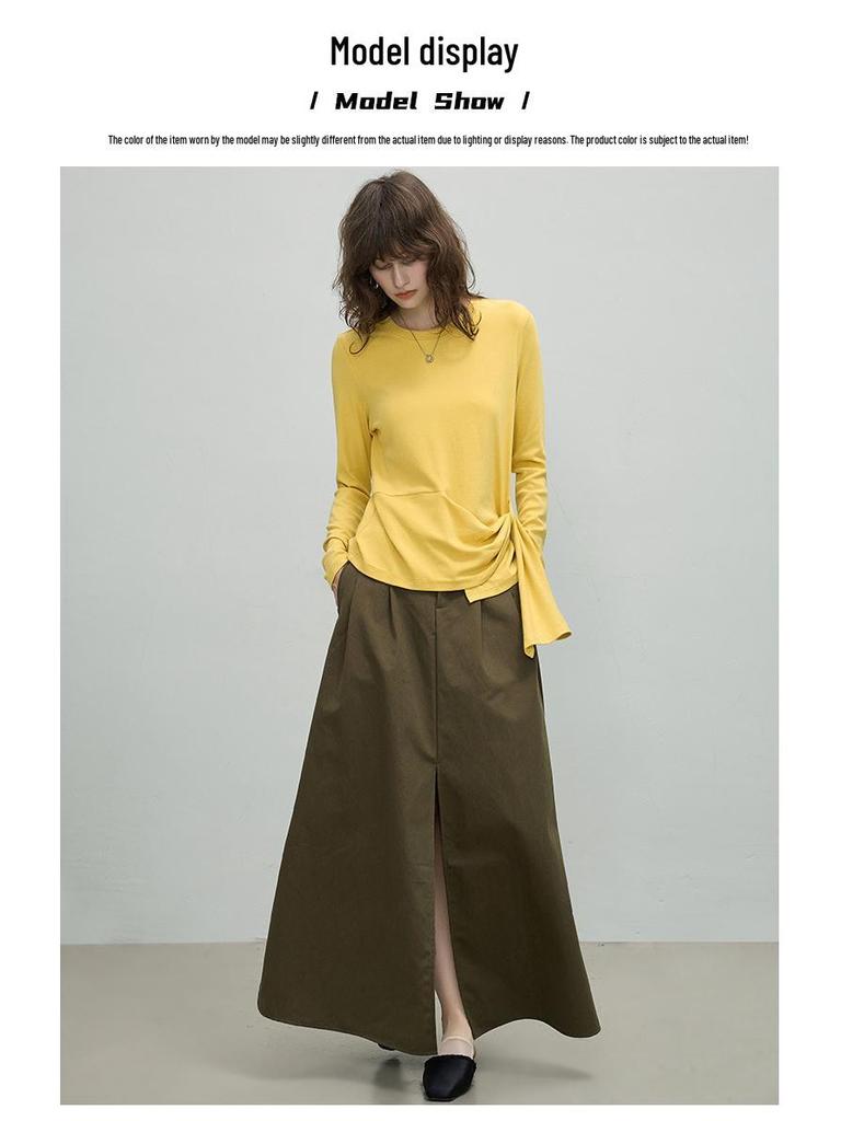 Women's Irregular Long-Sleeve Tie-Up Shirt - Autumn 2025