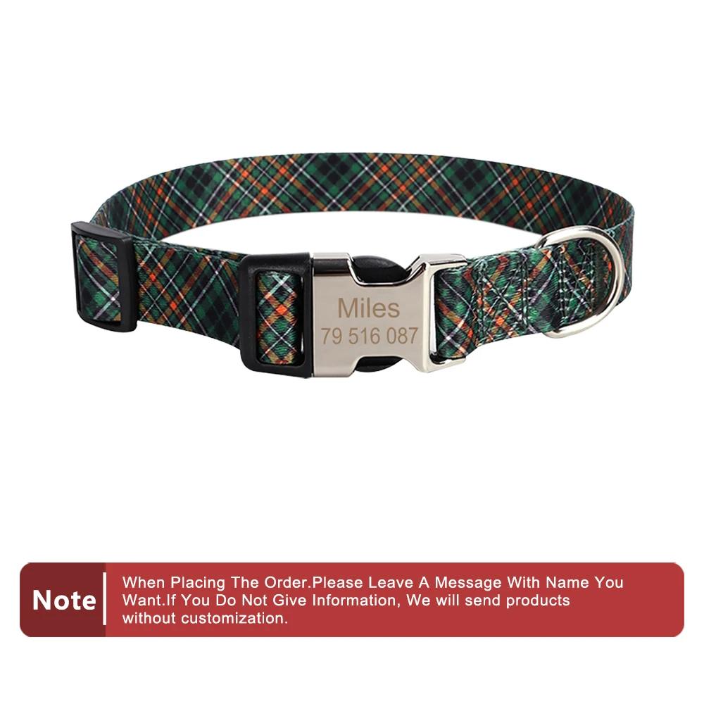 Classic Custom Dog Collar Metal Buckle Dogs Nameplate Collar Free Engrave Personalized Pet Collars Adjustable for Small Medium Large Dog