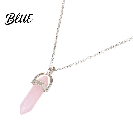 Women Necklace Pendant Faux Crystal Stone Decorative Metal Chain Jewelry Accessories