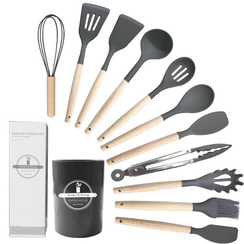 Silicone Spatula & Ladle 12-Piece Non-stick Cookware Set, Food Grade Silicone.