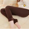 Autumn Winter Women's Korean Style Plus Size Pearl Velvet Fleece Lined Thickened One-Piece Leggings Outer Wear Warm Trousers