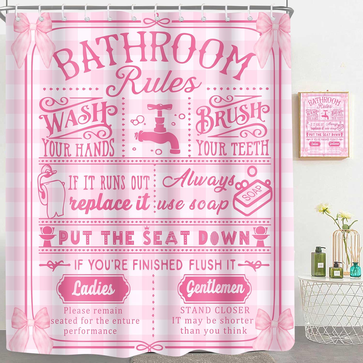 

Funny Quotes Shower Curtain Cool Black And White Bathroom Rules Shower Curtains Fun Cute Toilet Sayings Fable Motto Bathroom W60H190(CM)-1 Pcs