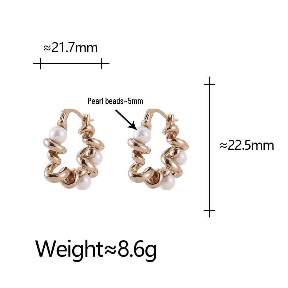 Gold Pearl Twisted Hollow Earrings for Women - Elegant and Stylish Accessory