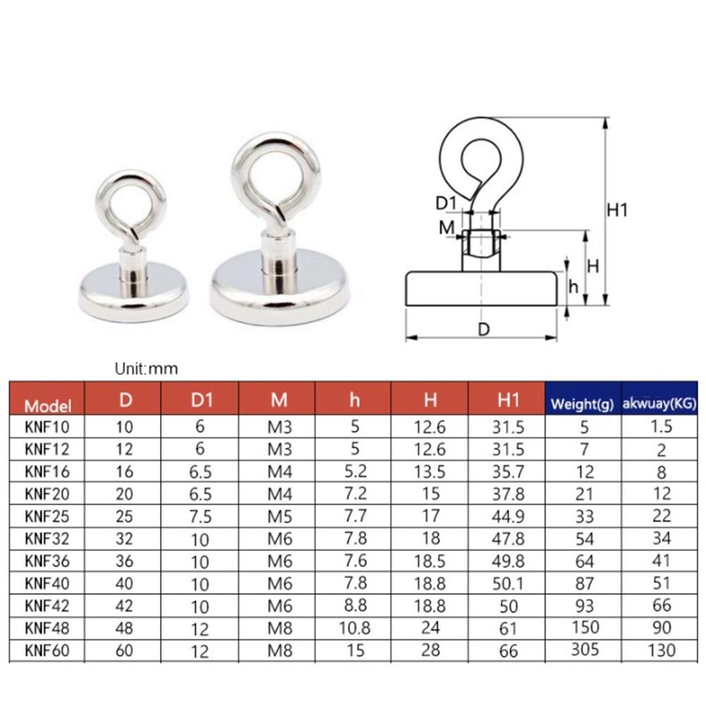 Pot Garage Deep Sea with Eyebolt Ring Pulling Fishing Magnets Kitchen Tools Salvage Magnets Hooks