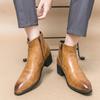 Trendy Men's Thick Soled Boots Luxury Men's Minimalist and Versatile Styles Leisure Business Leather Shoes Party Men's Boots
