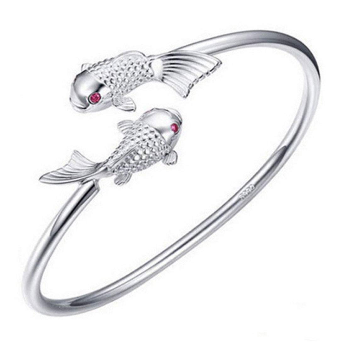 

Brawo Popular Bracelets Platinum Silver S999 Free Bangle Koi Carp Happy Stylish Free Size Bracelet Graduation Interview Fashion Accessories Women s