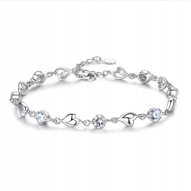 Silver Necklace Heart Pendant Women' Gift for Woman + Bracelet