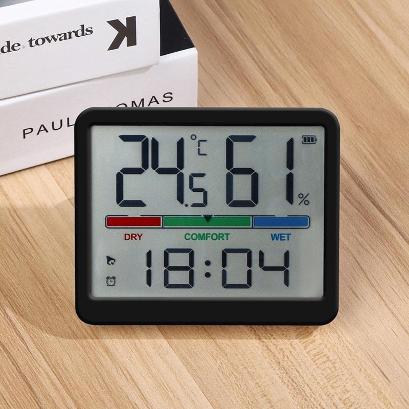Alarm Clock with Humidities Date Digital Clock Large Display Battery Operated Desk Clocks for Bedroom,Livingroom,Office
