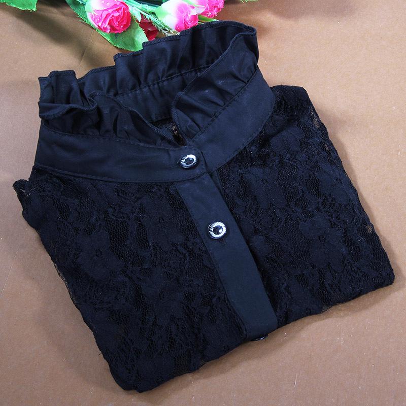 Korean Style Women s Lace Ruffle Collar Shirt for Spring and Autumn