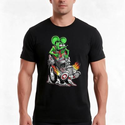 Rat Fink Rat Fink TShirt Summer Casual Cotton Tee Oversized Streetwear Tops Vintage Graphic Print Loose Fit Short Sleeve