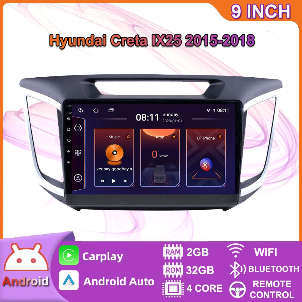 10 Inch Android Carplay For Hyundai Creta Ix25 2015-2018 Car Radio Multimedia Video Player GPS Navigation WIFI 4+64GB