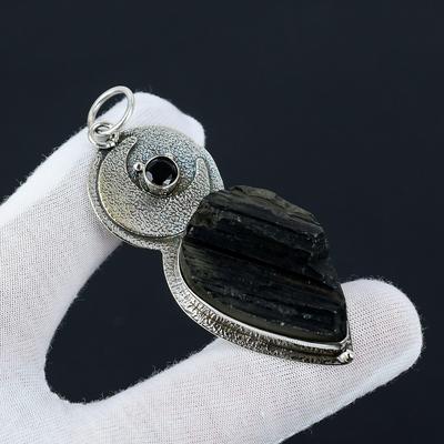 Powerful Black Tourmaline, Black Spinel Gemstone Pendant, 925 Sterling Pendant, Handcrafted Protection Necklace, Healing Jewelry For Gifts