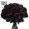 Fake Roses for Graduation Realistic Silk Black with Long Stems Wedding Centerpieces, Halloween Home Elegant Tabletop Decorations Decor, Artificial
