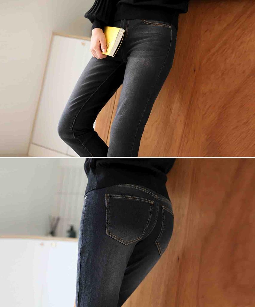 Ppaeppae Secret Banding Washed Stretch Straight Denim Pants
