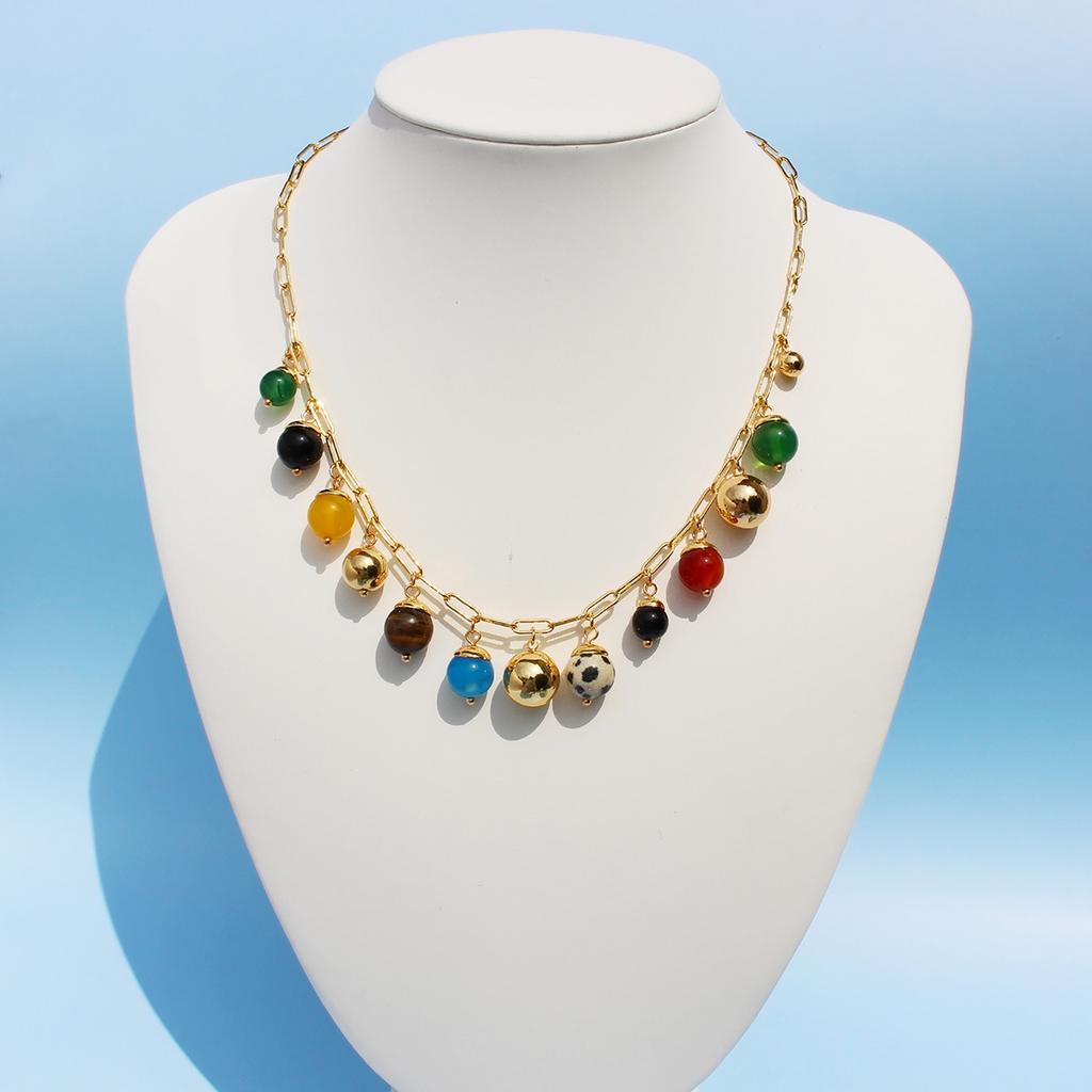 Summer Romantic Universe Series Lucky Necklace Niche Natural Stone Color Agate Premium Clavicle Chain Female 506
