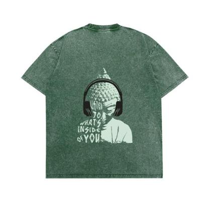 BHAVANTU HEADSET BUDDHA Pigment T-Shirt - BTS RM Worn Buddhist-Inspired Cotton Tee
