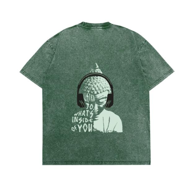 BHAVANTU HEADSET BUDDHA Pigment T-Shirt - BTS RM Worn Buddhist-Inspired Cotton Tee