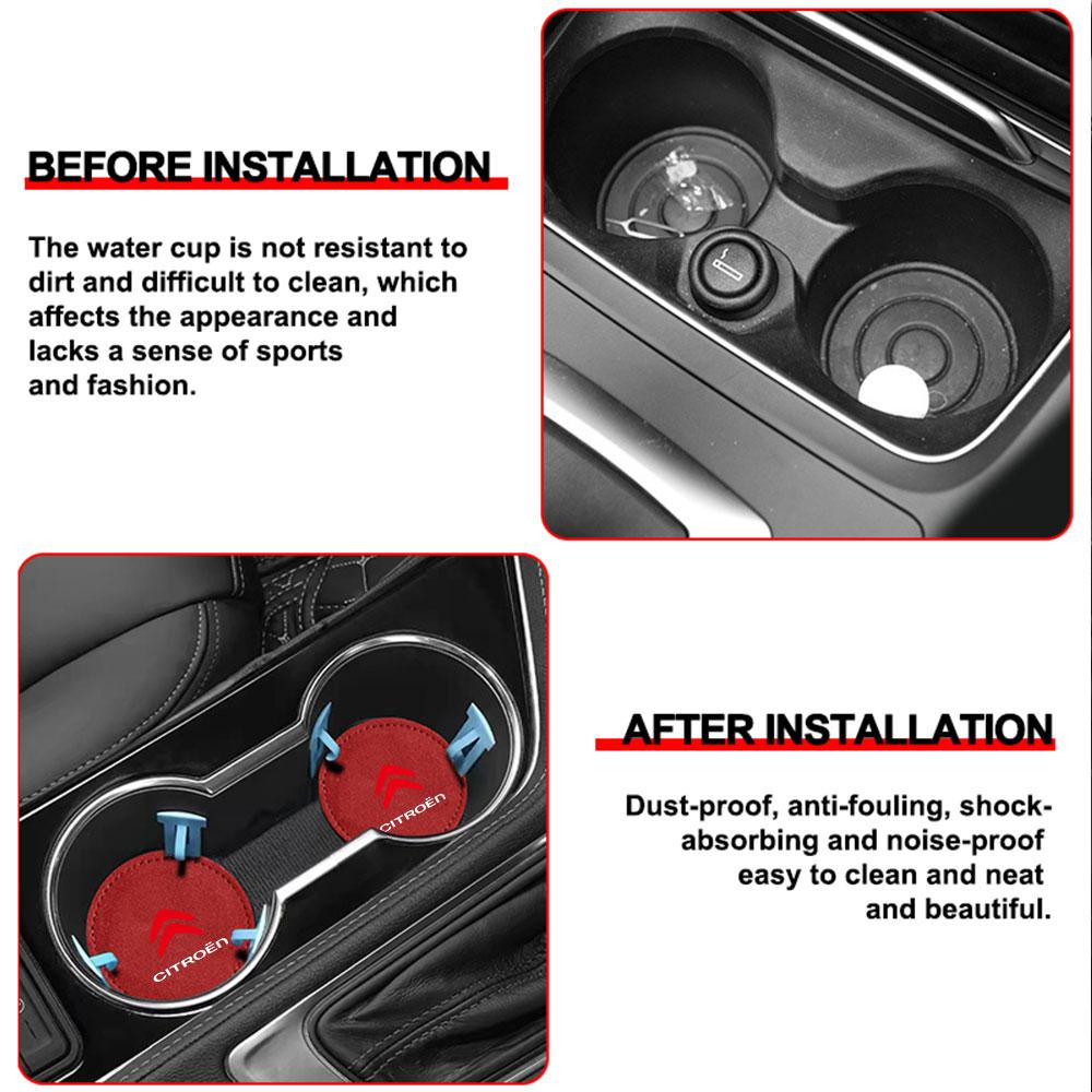 2pc Car Anti-Slip Coaster Water Cup Pad Holder Mat Car Accessories For Citroen C4L Picasso C-ELYSEE Berlingo C3 C5 Aircross Saxo ahq256
