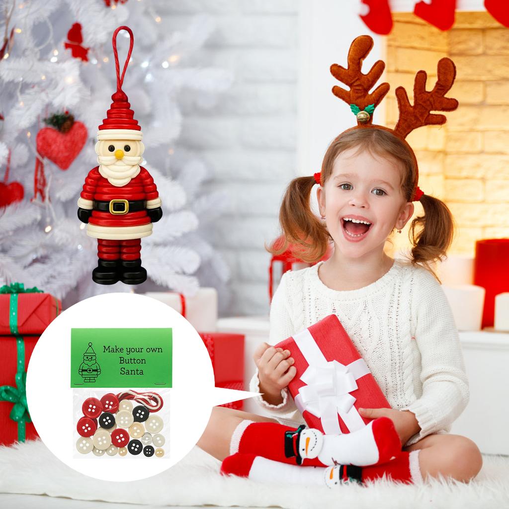 DIY Button Christmas Hanging Ornament Kit Christmas Decoration Set Christmas Ornament Kit for Holiday Decoration Xmas Party