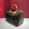 [Pre-Owned] Speedy 30 Iconic Design Rolled Handle Engraved Lock Detachable Adjustable Shoulder Strap Coated Canvas Smooth Leather - Very Good #1DZ6GFI