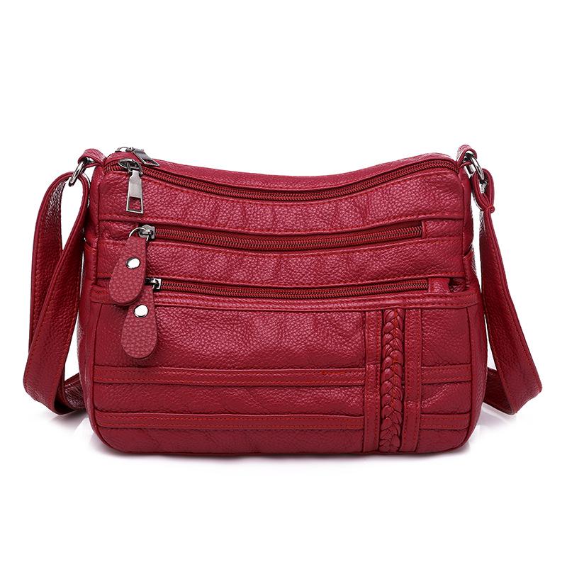 2023 Women's Soft Leather Crossbody Bag - Washed Leather, Large Capacity, Single Shoulder, Perfect for Mothers