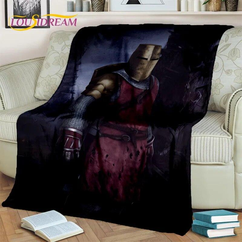 3D-Cartoon-Decke mit Kreuzrittern und Tempelrittern, schwarzer Ritter, weiche Überwurfdecke für Zuhause, Schlafzimmer, Bett, Sofa, Picknick, Reise, Decke für Kinder