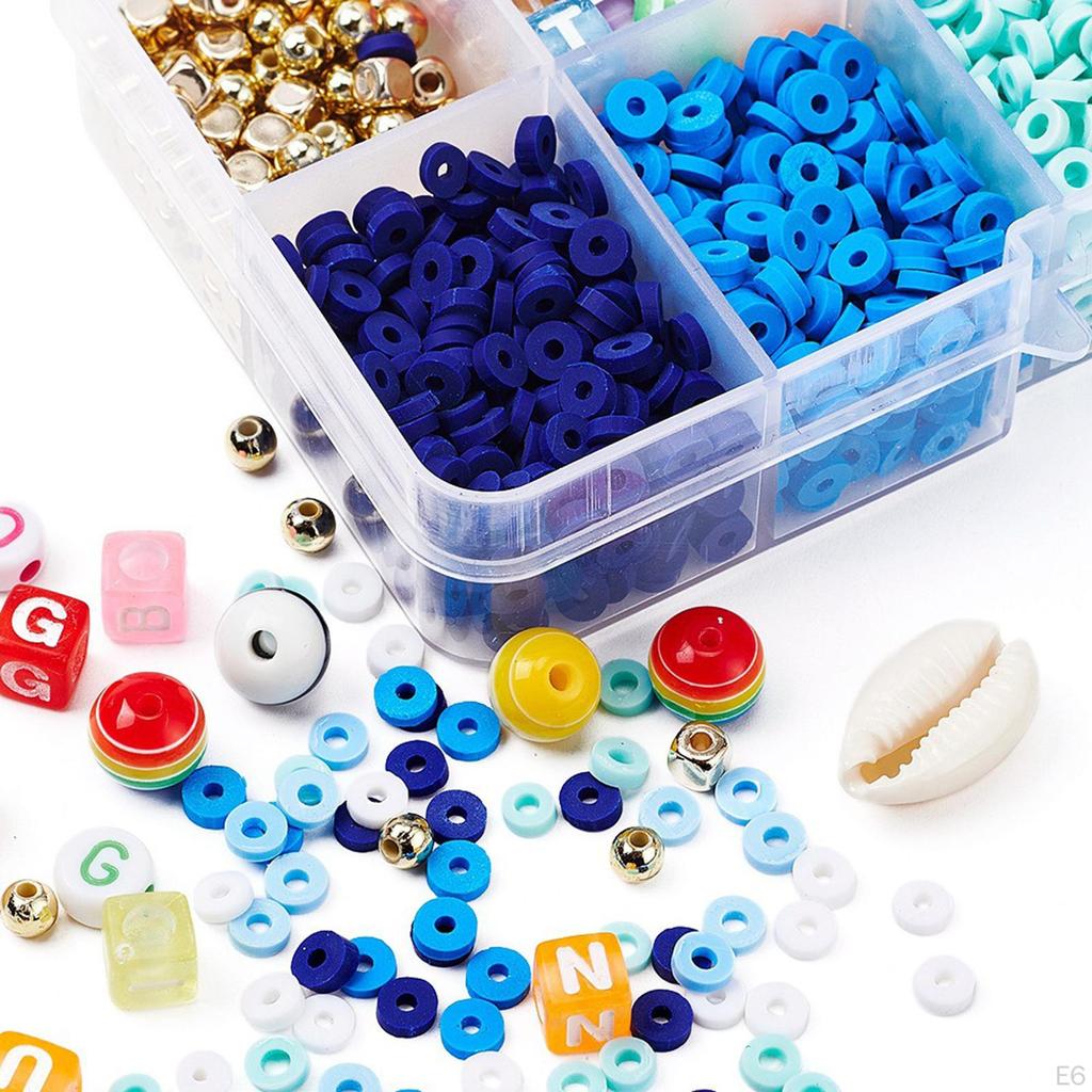 10 Grid Clay Beads Kit , with Letter Beads, Elastic Cord for Jewelry Making Earring