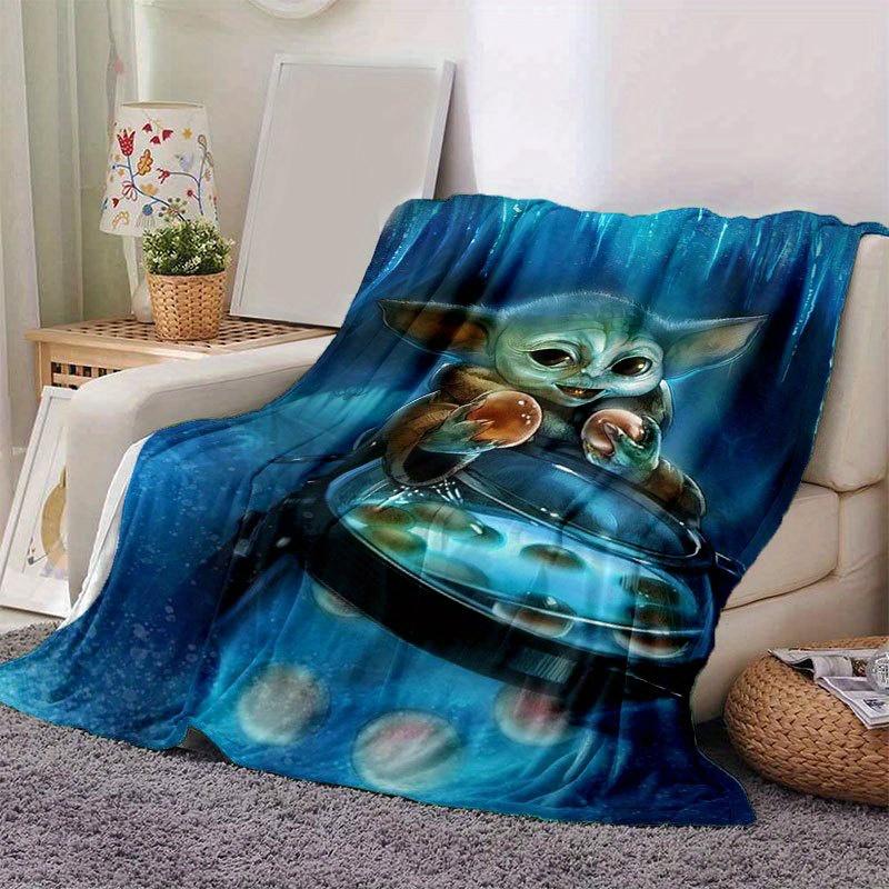 

1pc Star wars Yoda Flannel Throw Blanket - Soft, Cozy, And Versatile For All Seasons - Perfect For Couch, Bed, Office, And Travel Christmas 100x150cm