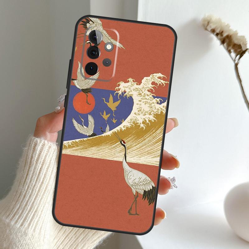 Art Crane Waves Case For Samsung Galaxy A13 A33 A53 A06 A17 A56 A36 A26 A16 A15 A35 A55 A34 A54 A52 A12 A32