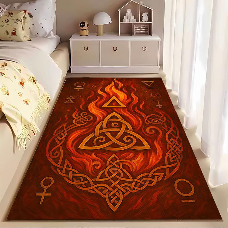Celtic Fire Design Carpet suitable as a non-slip mat for the living room or bedroom sofa