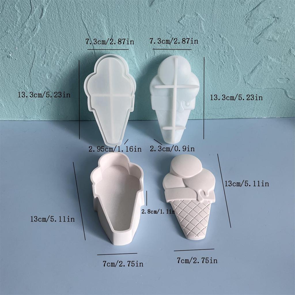 Ice Cream Shaped Storage Container Epoxy Mould High Temperatures Resistant Silicone Mold for Jewelry Box with Lid
