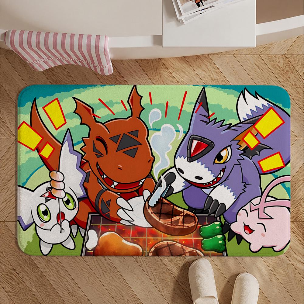 Anime-Digimon AdventureS Floor Mat Soft Non-Slip Bath Mat, Bedside Carpet, Absorbent Doormat for Home