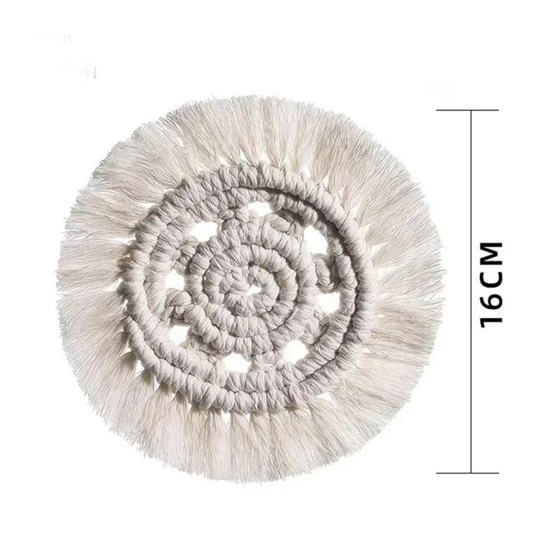 

1 Pcs Table Decoration Handwoven Macrame Coasters Cotton Rope Braided Placemats Cup Pad Table Decor Heat Resistant Table Mat Cup XS（old）