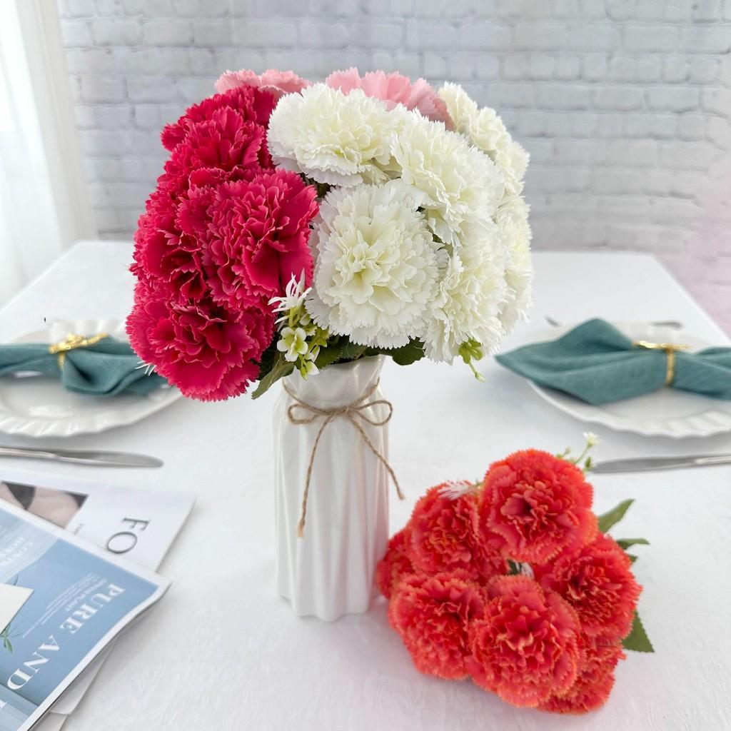 7head Carnation Fake Flower Set For Living Room Decor And Gift Ideas