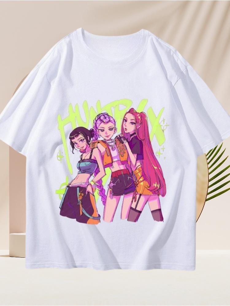KPOP Demon Hunter Girl Group Merch Zoey Mirala Short Sleeve Printed Unisex Summer Versatile Cotton T-shirt Fashion Trend