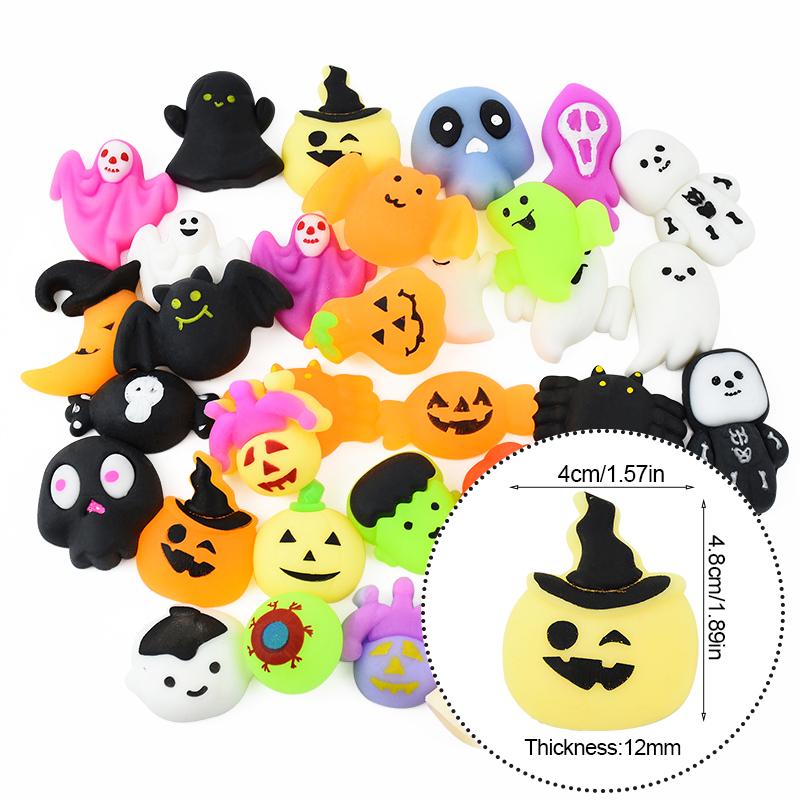 10Pcs Halloween Pumpkin Ghost Squeeze Stress Relief Toy Gift For Happy Halloween Party Decoration Kids Favors Guest Goodie Bag