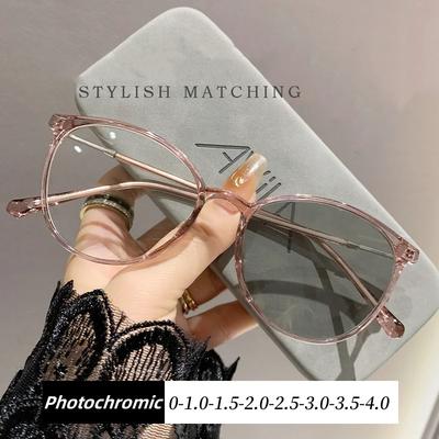 Luxusní fotochromatické brýle na krátkozrakost Dámské měnící barvu minusové dioptrie Brýle na blízko Venkovní inteligentní stínidla Brýle do -40 -4,0