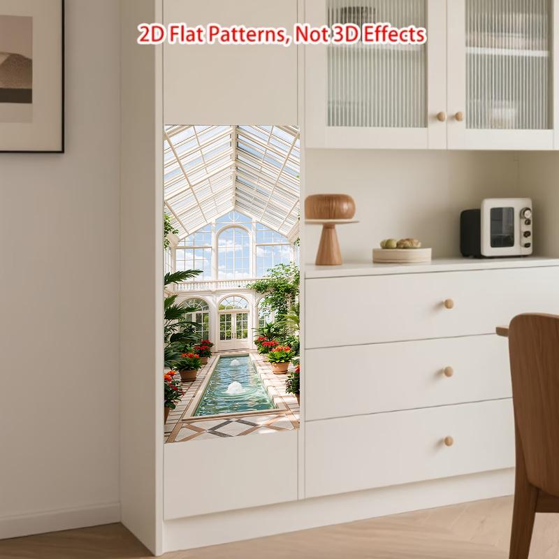 84Style Fridge Stickers Refrigerator Cover Door Landscape Plant Sea Vinyl Self Adhesive Kitchen Furniture Decor Wrap Freezer Sticker DIY