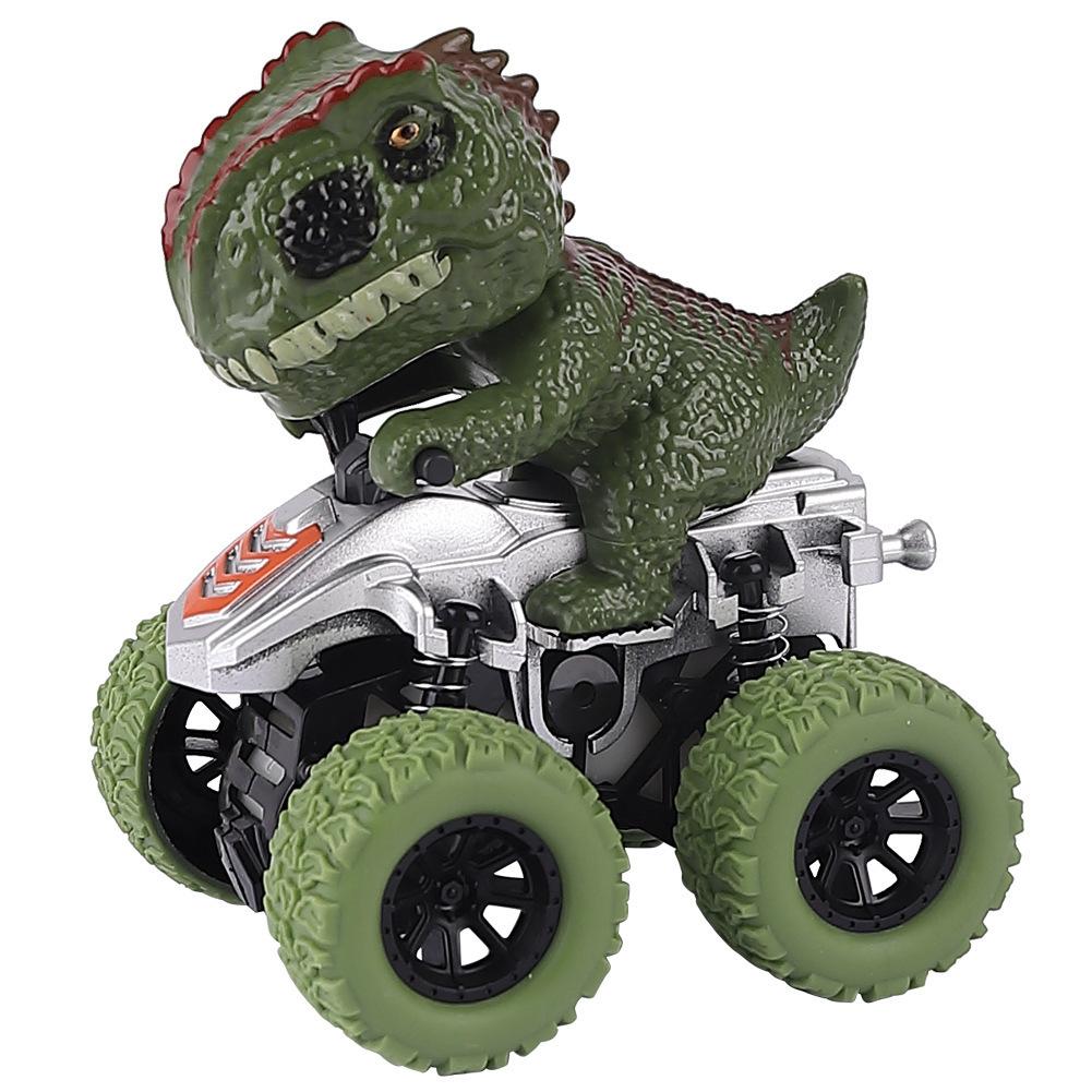 1pc Dinosaur Inertial Pull Back Car, Manual Off Road Driving Vehicle, Plastic Animal Themed Toy with Rubber Tires, Simulation Dinosaur Stunt Car