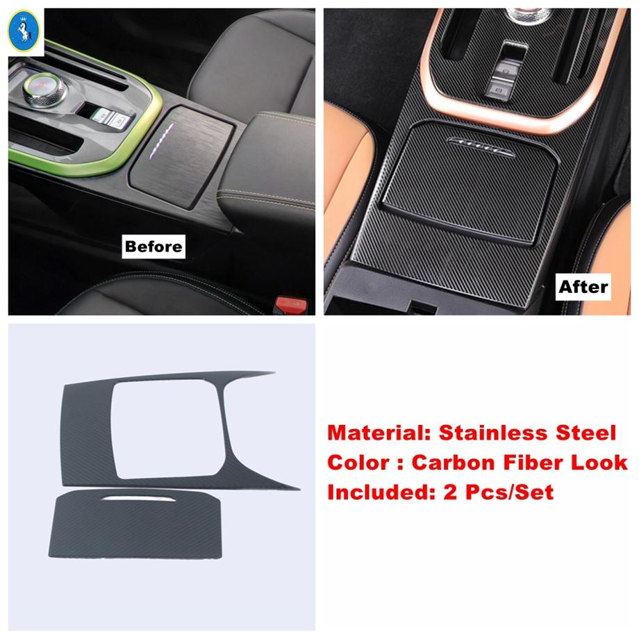 Carbon Fiber Auto Water Cup Holder / Gear Panel / Glove Storage Box Cover Trim Accessories For Haval Jolion    2024