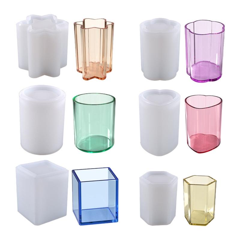 Silicone Resin Mold for Pen Holder Makeup Brushes Container Jewelry Storage DIY Resin Mould Casting Crafts Gift