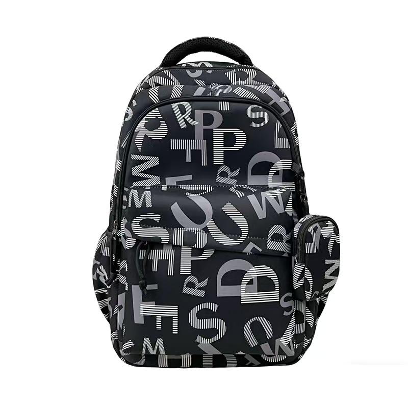 Graffiti Print Backpack Student Schoolbag Large Capacity Backpack чёрный